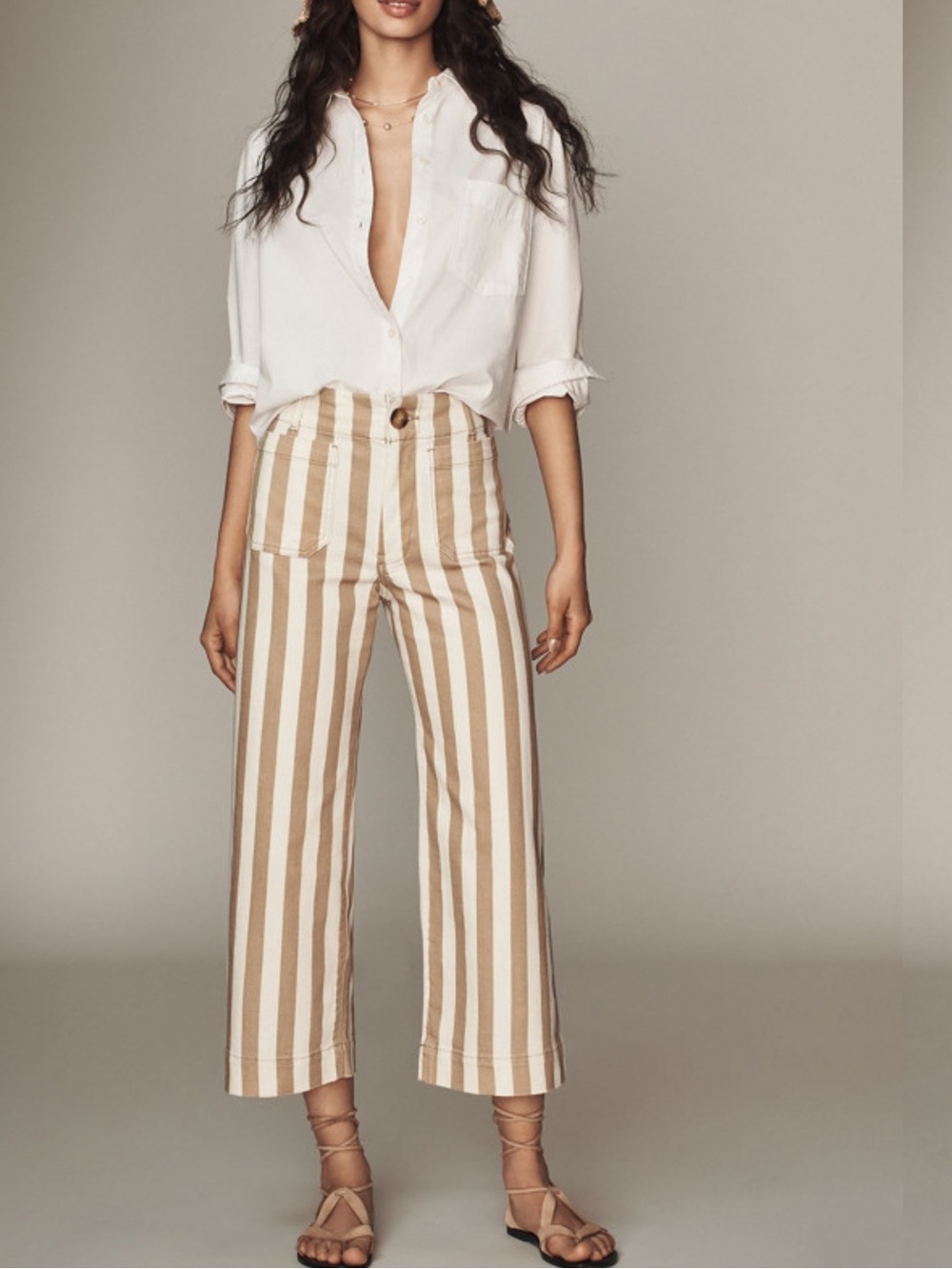 Anthropologie The Colette Cropped Wide-Leg Jeans: Striped Edition 29